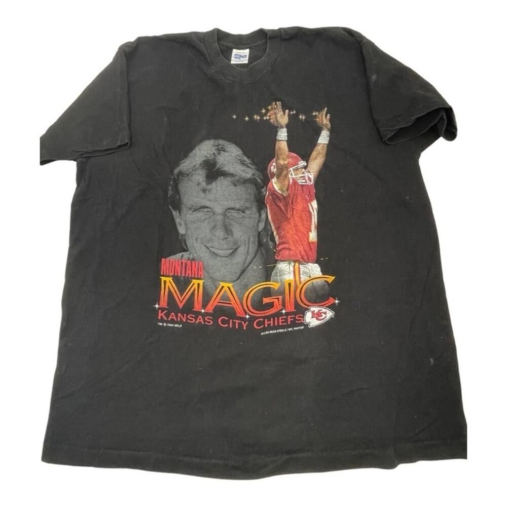 Vintage 1994 Salem Kansas City Chiefs Joe Montana Comic Magic T-Shirt XL-